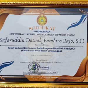 BUPATI SAFARUDDIN TERIMA PENGHARGAAN “HAKLI” UNTUK INOVASI “MAHKOTA BERLIAN