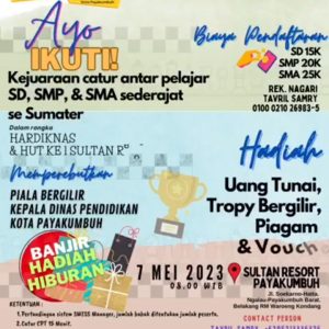 Memperebutkan Piala Kepala Dinas Pendidikan Kota Payakumbuh Kejuaraan Catur Tingkat Pelajar Se Sumatera Barat Digelar