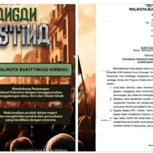 Wako Erman Safar Himbau Warga Bukittinggi Dukung Perjuangan Palestina