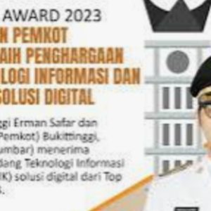 Wako Erman Safar dan Pemko Bukittinggi Raih Penghargaan Nasional Top Digital Award 2023