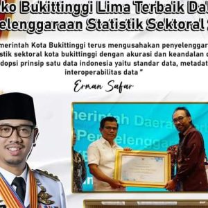 Pemko Bukittinggi Lima Terbaik Dalam Penyelenggaraan Statistik Sektoral 2023
