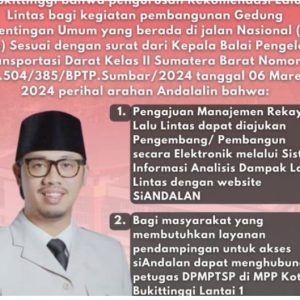 Pemko Bukittinggi Melalui DPMPTSP Umumkan Terkait Andalalin Pada Masyarakat