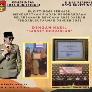 Bukittinggi Terima Penghargaan Pengarusutamaan Gender Tahun 2023