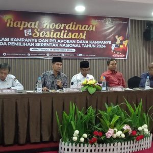 KPU Bukittinggi Gelar Rakor dan Sosialisasi Terkait Regulasi Kampanye Serta Pelaporan Dana Kampanye Tahun 2024
