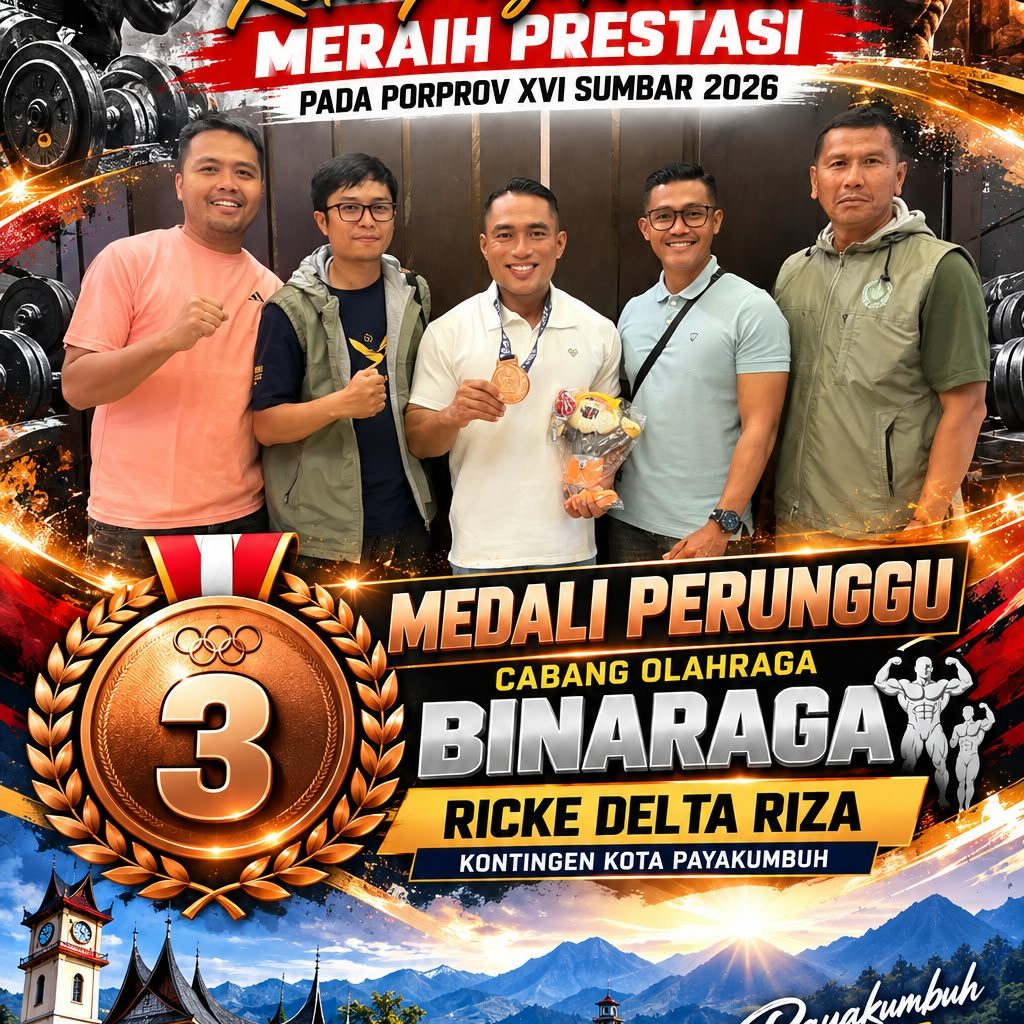 Ricke Delta Riza, Guru SMPN 1 Payakumbuh Raih Medali Perunggu Binaraga Porprov Sumbar 2026.